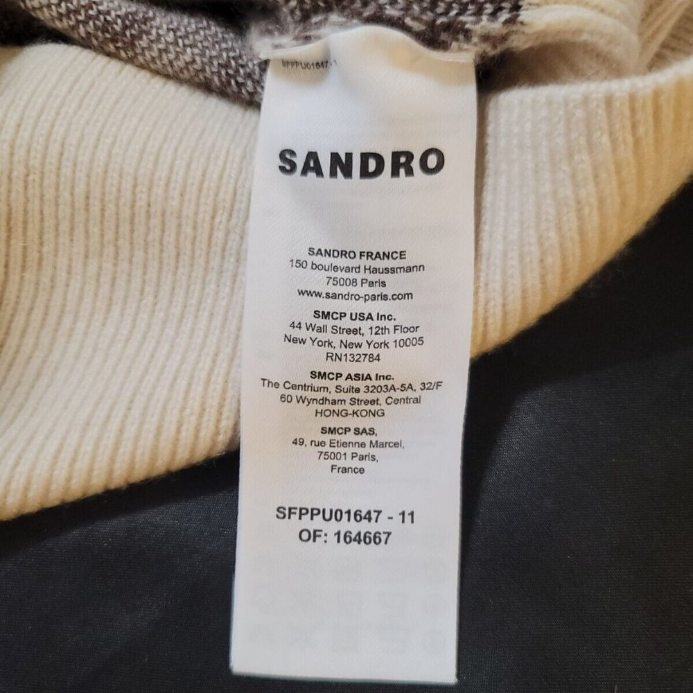 Women's Sandro Sweater Vest Brown Ivory Size 0 XS - Picture 5 of 8